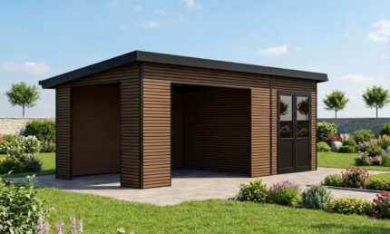 Abri composite NUREMBERG avec extension - TECK - 596 x 300cm - 18m2