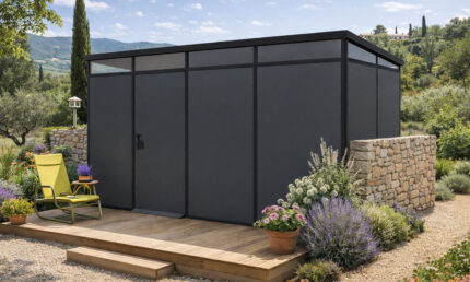 Abri de jardin modulaire isolé 4x2m anthracite et noir - EVERBOX