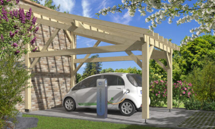 Carport 1 voiture Jaborosa, toit 1 pan - 3.50x5.25m - épicéa