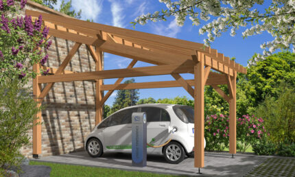 Carport 1 voiture Jaborosa, toit 1 pan - 3.50x5.25m - pin douglas