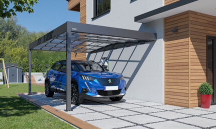 Carport adossable - Toit monopente - Libeccio wall - Aluminium