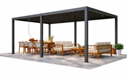 Pergola manuelle bioclimatique acier Firsteel 6x3m 36N anthracite