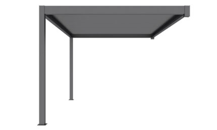 Pergola manuelle bioclimatique adossée alu Chantilly 4x3m 34N anthracite - 12m2
